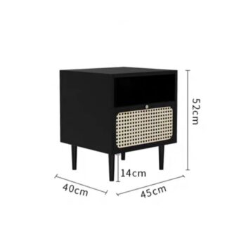 Tủ đầu giường gỗ phối lưới mây mắt cáo | Cowo Decor