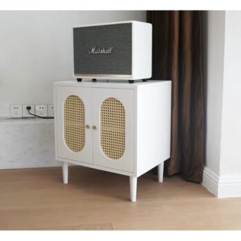 Tủ đầu giường gỗ phối lưới mây mắt cáo | Cowo Decor