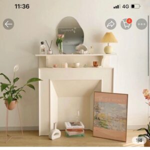 [ảnh thật] Kệ tủ lò sưởi vuông sơn trắng C120x100x20 #cowodecor