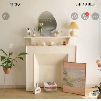 [ảnh thật] Kệ tủ lò sưởi vuông sơn trắng C120x100x20 #cowodecor