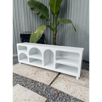 [ảnh thật - cowodecor] Tủ tivi trang trí Santo cạnh bo 160x58x30 #cowo