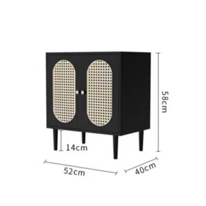 Tủ đầu giường gỗ phối lưới mây mắt cáo | Cowo Decor