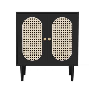 Tủ đầu giường gỗ phối lưới mây mắt cáo | Cowo Decor