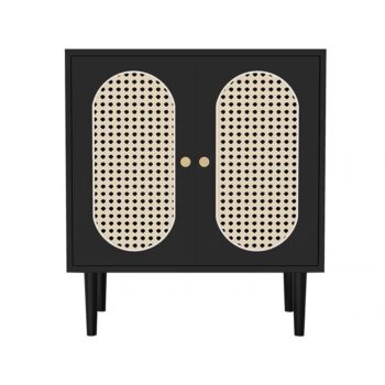 Tủ đầu giường gỗ phối lưới mây mắt cáo | Cowo Decor