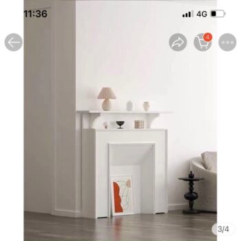[ảnh thật] Kệ tủ lò sưởi vuông sơn trắng C120x100x20 #cowodecor